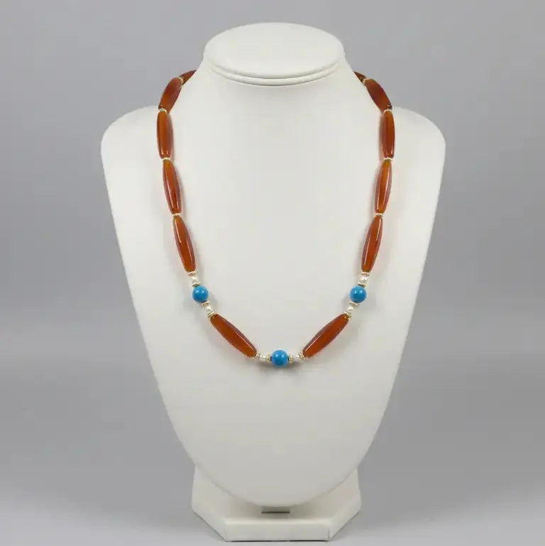 Carnelian Agate & Blue Apatite Necklace view 2
